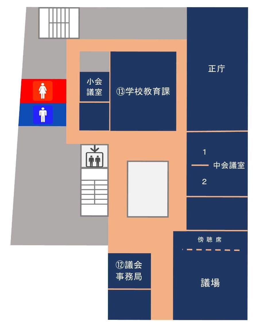 南会津町役場本庁舎3Fフロアマップ