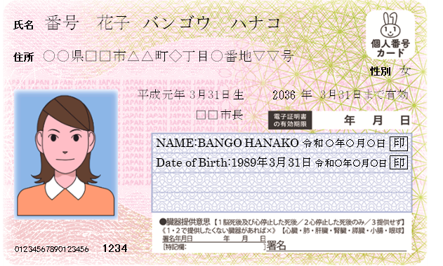 マイナンバーカード見本