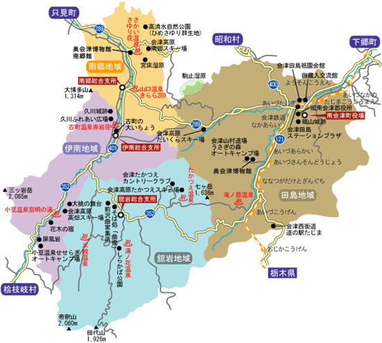 南会津町内の地図